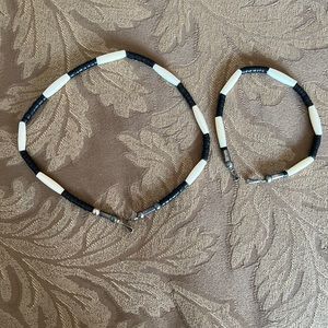 Chocker and Ankle Bracelet black and white horn bone